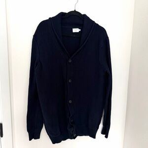 7 Diamonds Navy Blue Men's V Neck Cardigan Buttoned Size Large 100% Cotton